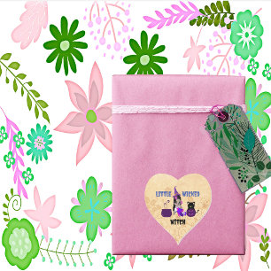 Sticker Cœur Jolie petite sorcière méchante Chat noir Magique C