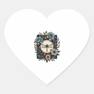 Sticker Cœur Jolies Filles Cottagecore Floral Libellule Esthéti