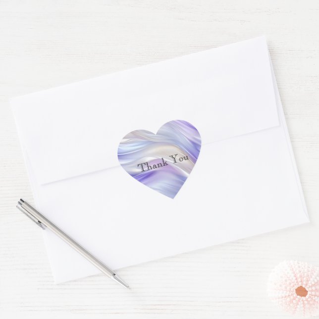 Sticker Cœur Jolies tourbillons violets bleus perles blancs (Enveloppe)