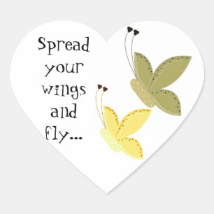 Sticker Cœur Jolis papillons avec citation