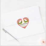 Sticker Cœur Jolly Christmas Elf Legs<br><div class="desc">Pieds elfes amusants portant des collants rayés rouge et ivoire et des bottes vertes avec des cloches de jingle, et vos détails de Noël de vacances en lettrage chic, ces stickers de forme COEUR sont beaux pour les faveurs de fête, les cadeaux, enveloppes d'invitation, cadeaux alimentaires faits maison et plus...</div>