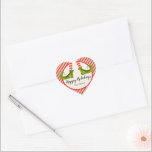 Sticker Cœur Jolly Christmas Elf Legs<br><div class="desc">Pieds elfes amusants portant des collants rayés rouge et ivoire et des bottes vertes avec des cloches de jingle, et vos détails de Noël de vacances en lettrage chic, ces stickers de forme COEUR sont beaux pour les faveurs de fête, les cadeaux, enveloppes d'invitation, cadeaux alimentaires faits maison et plus...</div>