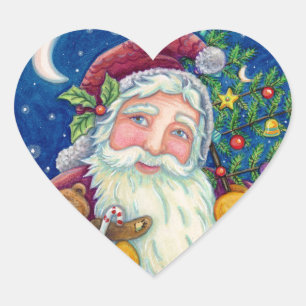 STICKER CŒUR JOLLY ST NICK & NOUNOURS, VIEUX NOËL MODE