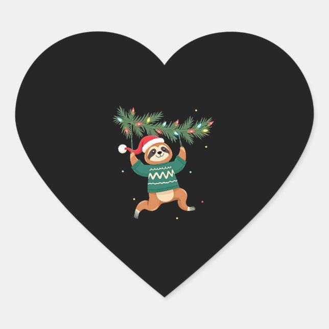 Sticker Cœur Jote Noël Sloth Santa Chapeau Sloth - Arbre L (Devant)