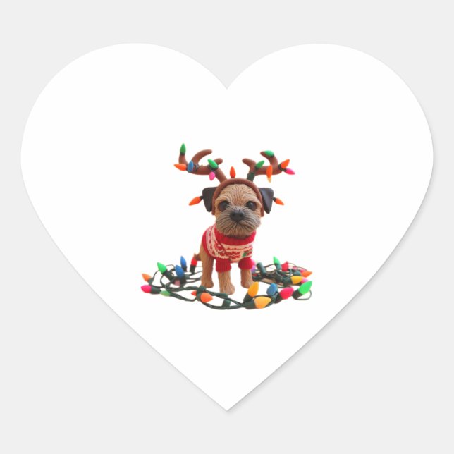 Sticker Cœur Jouer à la frontière Terrier aide avec le Noël (Devant)