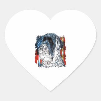 Sticker Cœur Jour commémoratif Noir russe Terrier drapeau améri