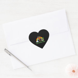 Sticker Cœur Jour de la Saint Patrick de poulet Shamrock poulet