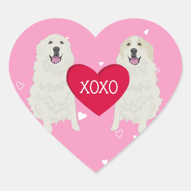 Sticker Cœur Jour des Valentines des Grands Pyrénées (Devant)