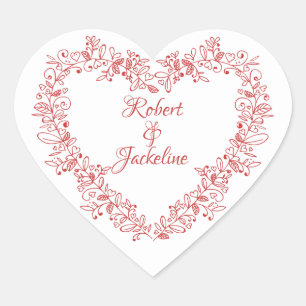 Sticker Cœur Jour des Valentines du Coeur Rouge vintage et fleu