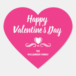 Sticker Cœur Jour des Valentines heureux, rose et blanc personn