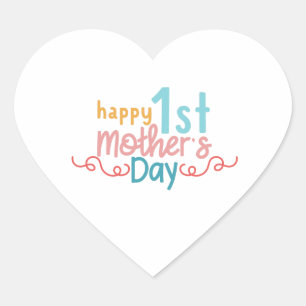 Sticker Cœur Joyeuse 1ère fête des mères Cadeau incroyable pour