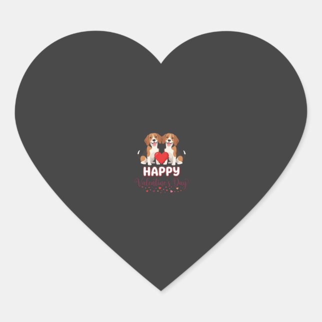 Sticker Cœur Joyeuse Saint-Valentin Couple Beagle (Devant)