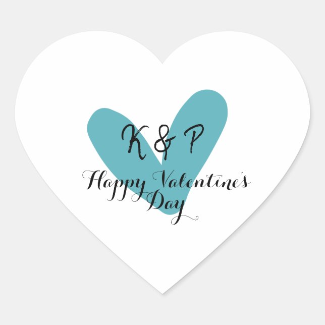 Sticker Cœur Joyeuse Saint-Valentin turquoise cœur nom lettre  (Devant)