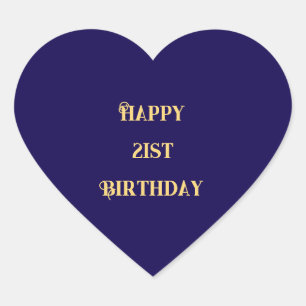Sticker Cœur Joyeux 21e anniversaire Marine Bleu Noir Vingt et 