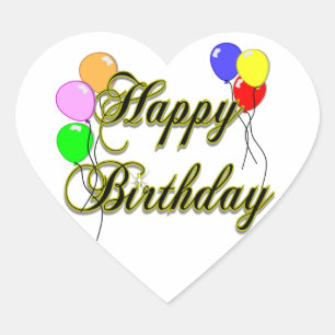 Sticker Cœur Joyeux anniversaire avec les ballons 2