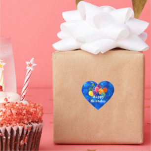 Sticker Cœur Joyeux Anniversaire, Ballons de fête,