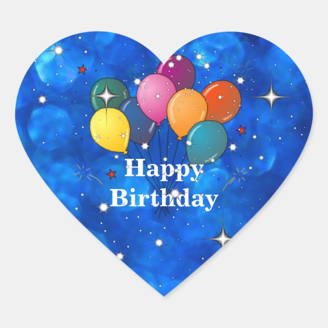 Sticker Cœur "Joyeux anniversaire", Ballons de fête (Devant)