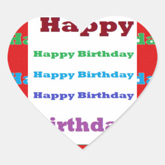 Sticker Cœur Joyeux anniversaire de voeux Script Acrylique Roug
