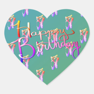 Sticker Cœur "Joyeux anniversaire!" écrit à la main avec des 