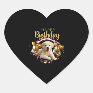 Sticker Cœur Joyeux anniversaire Labrador Retriever