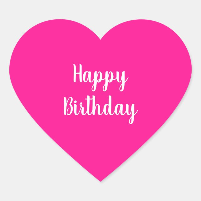 Sticker Cœur Joyeux Anniversaire Simple Rose Chaud (Devant)