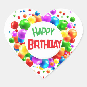 Sticker Cœur Joyeux Ballons d'anniversaire