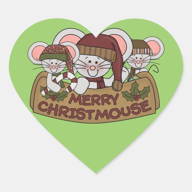 Sticker Cœur Joyeux Christmouse (Devant)