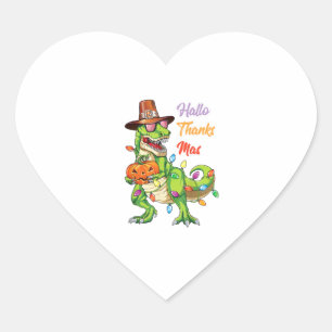Sticker Cœur Joyeux Hallothanksmas T Rex Halloween Thanksgiving