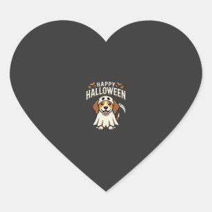 Sticker Cœur Joyeux Halloween Beagle Chien Design_1