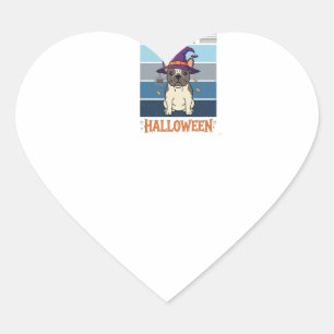 Sticker Cœur Joyeux Halloween Bouledogue Français Sorcière Toil