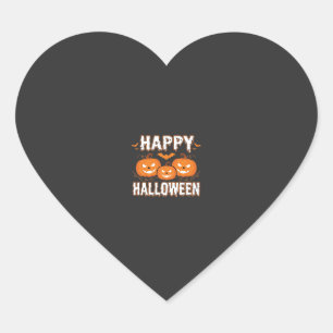Sticker Cœur Joyeux Halloween Citrouille Chauve-Souris Vecteur