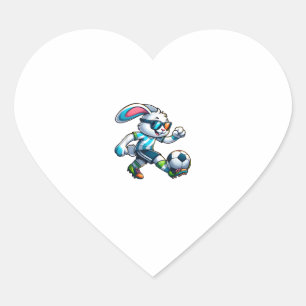 Sticker Cœur Joyeux Joueur de football de Pâques Bunny Sport