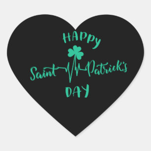 Sticker Cœur Joyeux Jour de la Saint Patrick Shamrock d'impulsi