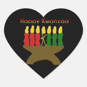 Sticker Cœur Joyeux Kwanzaa Kinara
