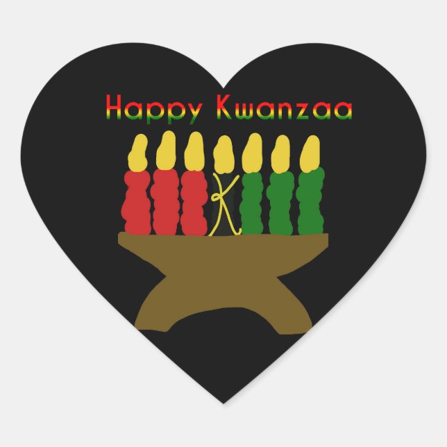 Sticker Cœur Joyeux Kwanzaa Kinara (Devant)