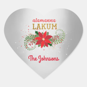 Sticker Cœur Joyeux Noël arabe verre d'argent