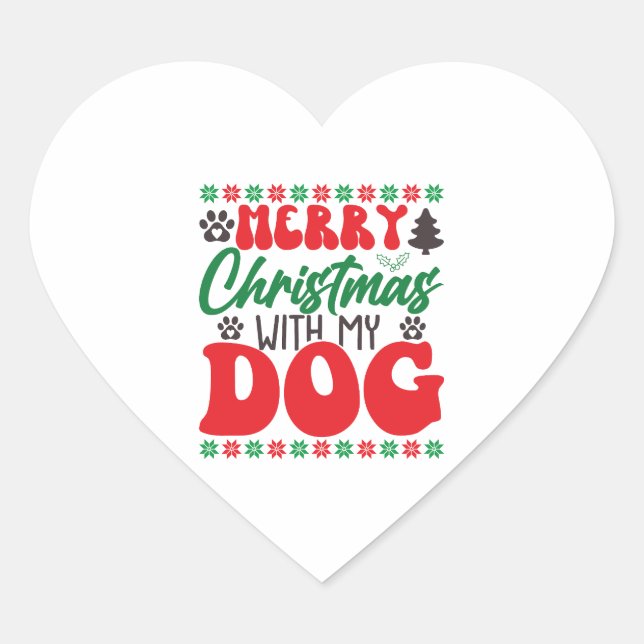 Sticker Cœur Joyeux Noël avec mon chien-01 (Devant)