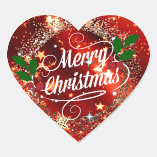 Sticker Cœur Joyeux Noël, éclat et scintillement