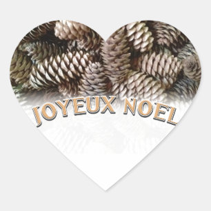 Sticker Cœur Joyeux Noel Noël Pine Cône de Noël