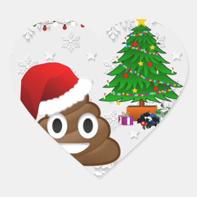 Sticker Cœur joyeux noël poo émoji (Devant)