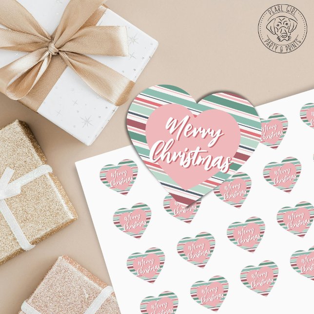 Sticker Cœur Joyeux Noël rayé  (Créateur téléchargé)