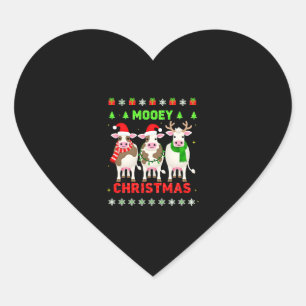 Sticker Cœur Joyeux Noël Vache Noël Sweat Ugly Pyjama