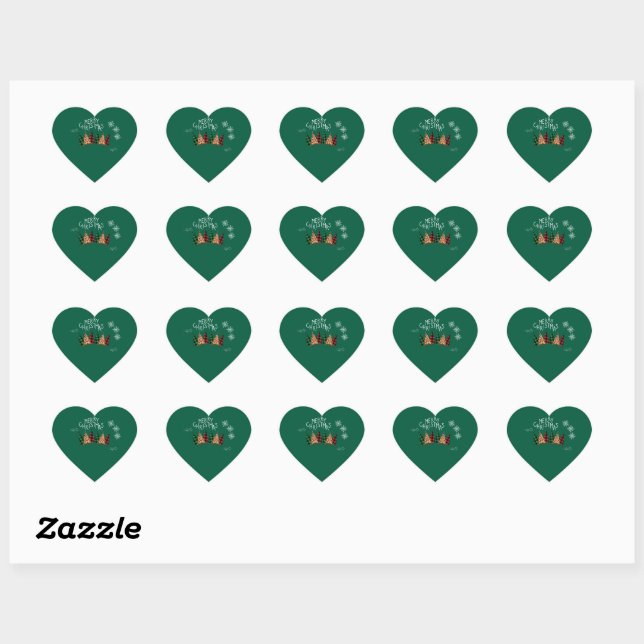 Sticker Cœur Joyeux Noël vert (Feuille)