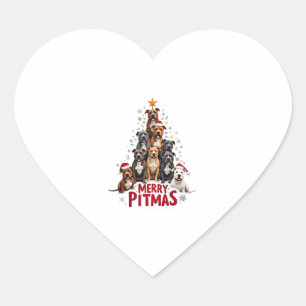 Sticker Cœur Joyeux Pitmas Pitbull Chien Pull de Noël Moche Tr