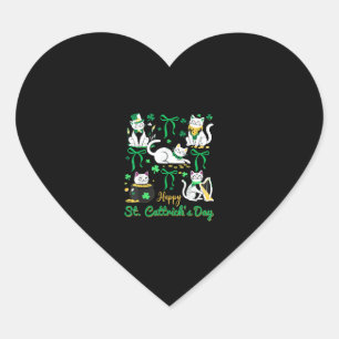 Sticker Cœur Joyeux St Cattrick's Day Coquette Bow Chat St Patr