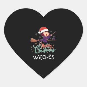 Sticker Cœur Joyeux T-shirt sorcière de Noël Broom Christmas Ev