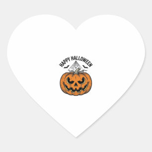 Sticker Cœur Joyeux visage de citrouille d'Halloween Création v