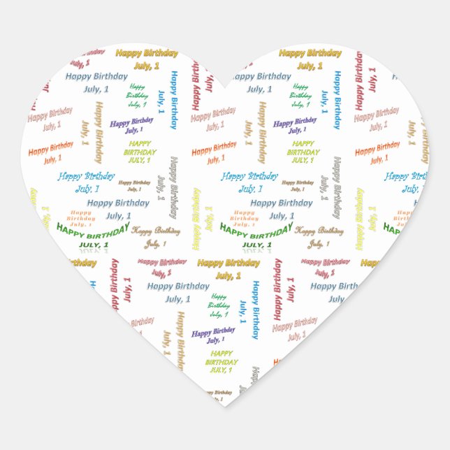 Sticker Cœur Juillet 1 Anniversaire (Devant)