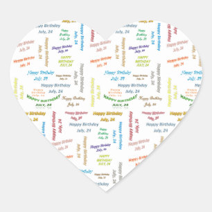 Sticker Cœur Juillet, 24 Anniversaire