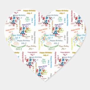 Sticker Cœur Juillet 4 Anniversaire